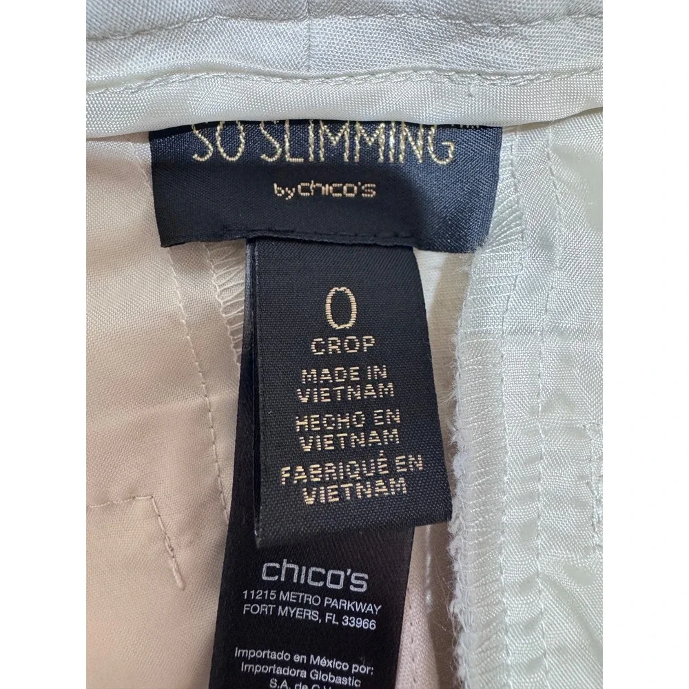 Chico's‎ 0 Beige Crop Pants Women's So Slimming Stretch Chino Workwear Trouser